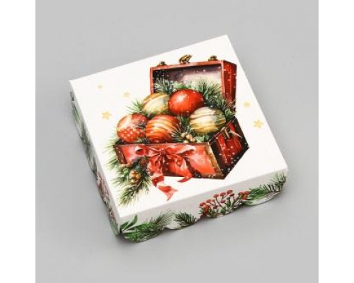 Коробка "Сундучок с подарками", 9 х 9 х 3 см, 1 шт
