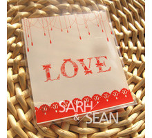 Пакет с липкой лентой "LOVE" 10*10+3 см, 50 шт
