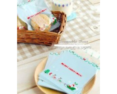 Пакет с липкой лентой "Merry christmas" 10*10+3 см, 50шт