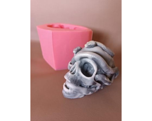 Череп со змеями 3D, форма силиконовая